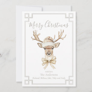 Waldhirsche Weihnachtsmannmütze Feiertagskarte