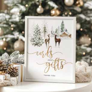 Waldhirsche Winterkarten und Geschenke Poster
