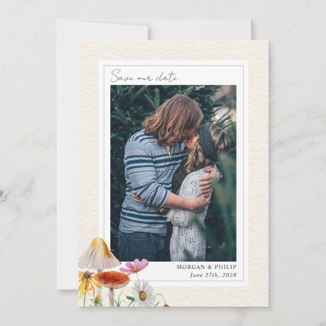 Waldhochzeit-Foto Save the Date im Wald (Vorderseite)