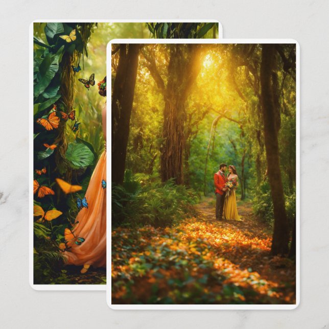 Waldhochzeitskarte des Verzauberers (Vorne/Hinten)