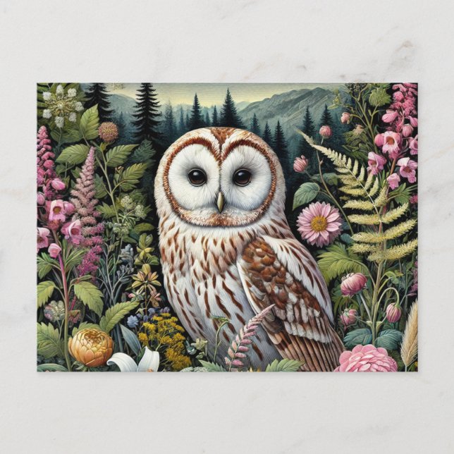Waldhühner Postkarte | Majestic Fowl Owl Art (Vorderseite)
