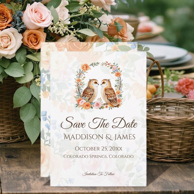 Waldhühner Save The Date (Celebrate your special day with this enchanting woodland owl design!)