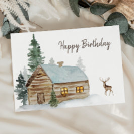 Waldhütte mit Hirsch zum Geburtstag Dankeskarte