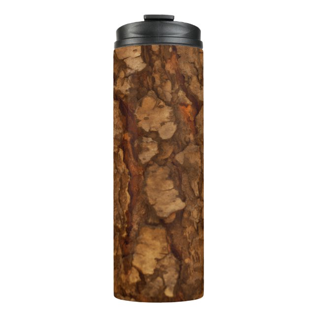 Waldiges 'Baumrinden' Trinkglas Thermosbecher (Vorderseite)