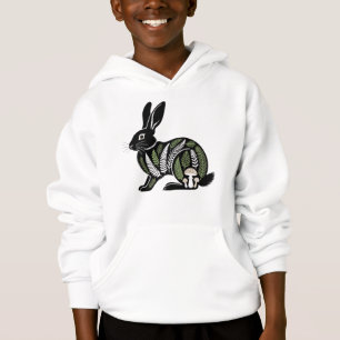 Waldkaninchen-Botanik-Linienkunst-Illustration Hoodie