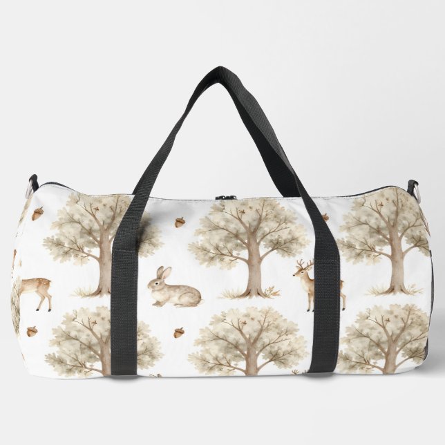 Waldkaninchen- und Hirschmuster Duffle Bag (Vorderseite)