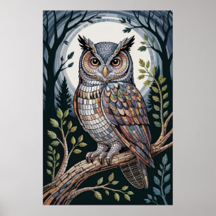 Waldkauz-Mosaik Nachaktiv Poster