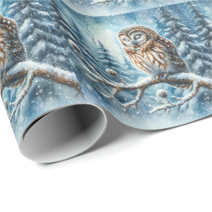 Waldkauz Ruhiger Winterwald Wildtiere Geschenkpapier