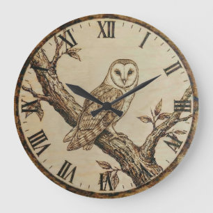 Waldkauz-Uhr - Gemütliche Kabinen-Dekoration Große Wanduhr