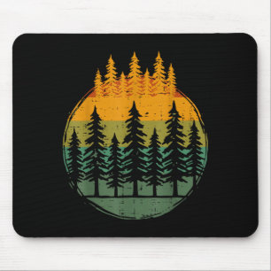 Waldkiefern Bäume Natur Retro Wandern Camping Männ Mousepad