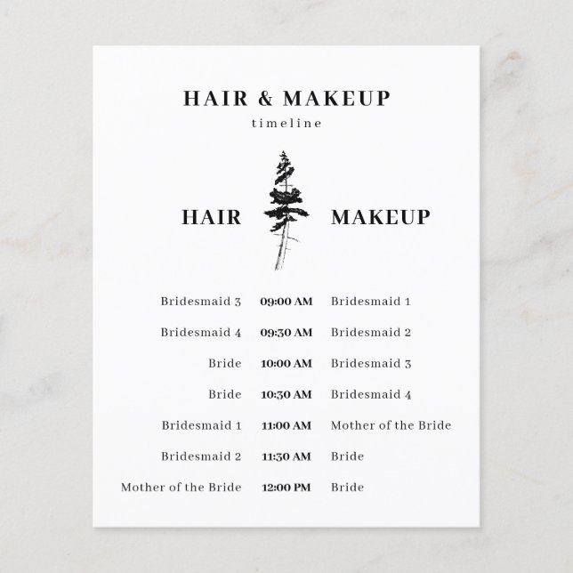 Waldkiefern-Haar-Make-up-Zeitplan Flyer (Vorne)