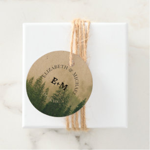 Waldkiefernbäume Rustikale Bevorzugung von Tags zu Geschenkanhänger