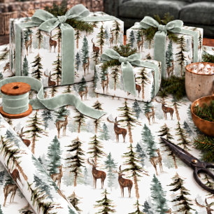 Waldkiefernwald-Rentiere Hirsch & Reh Geschenkpapier