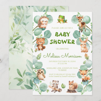 Waldkreaturen - Baby-Boy-Dusche Einladung