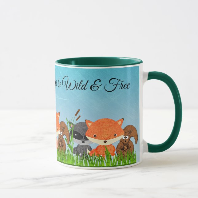Waldkreaturen Fox-Raccoon-Eichhörnchen-Tasse Tasse (Rechts)