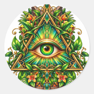 Waldkronen-Augen-Aufkleber Runder Aufkleber