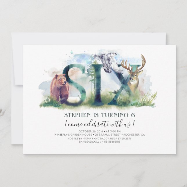 Waldland 6 - 6. Geburtstag Einladung (Vorderseite)