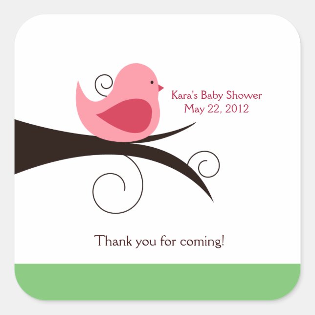 Waldland Birdie (rosa) SQUARE Gefälligkeitsaufkleb Quadratischer Aufkleber (Vorderseite)