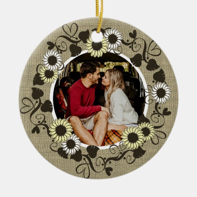 Waldland BOHO Sonnenblumen Foto Keramik Ornament (Vorne)