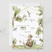 Waldland Bunny Rabbit Fishing Birthday Party Invit