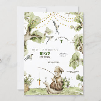 Waldland Bunny Rabbit Fishing Birthday Party Invit Einladung