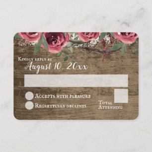Waldland Burgundy Blume Rustikaler Stallhochzeitbe Einladung