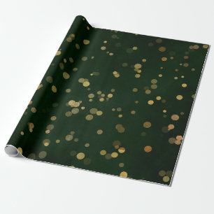 Waldland Cali Deep Green Forest Golden Confetti Geschenkpapier