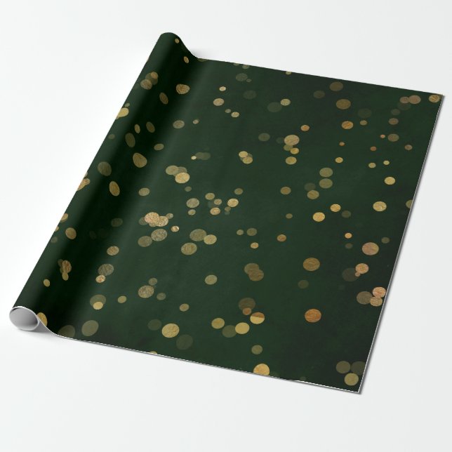 Waldland Cali Deep Green Forest Golden Confetti Geschenkpapier (Ungerollt)