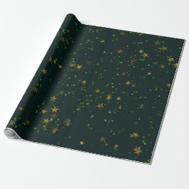 Waldland Cali Deep Green Stars Wald Gold Geschenkpapier