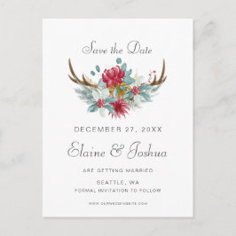 Waldland Deer Floral Antler Save the Date Ankündigungspostkarte