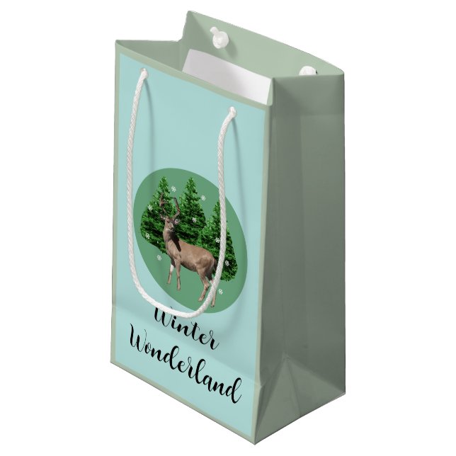 Waldland Dei Winter Wunderland Geschenktasche Kleine Geschenktüte (Vorderseite Schrägansicht)