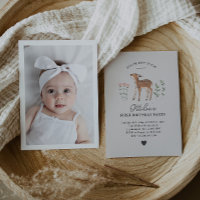 Waldland Fawn Blume Foto Geburtstagseinladung