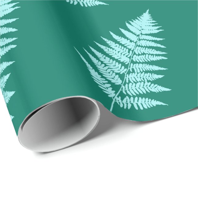 Waldland Fern 1, Türkis und Aqua Geschenkpapier (Rolleneckpunkt)