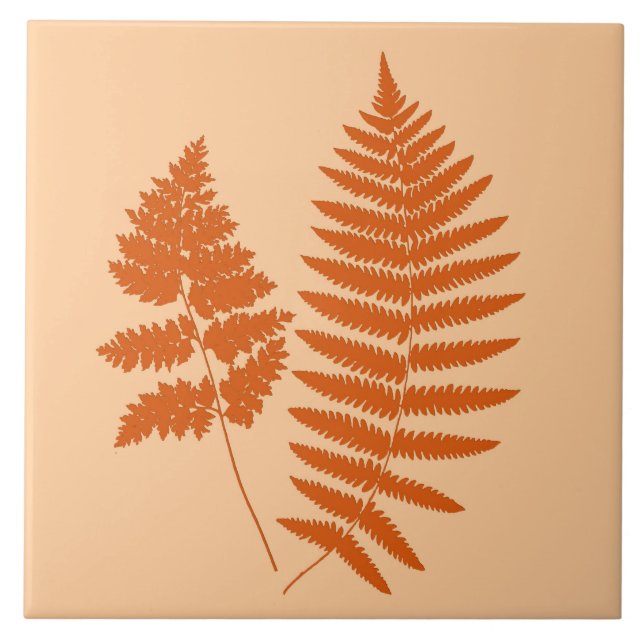 Waldland Fern, Pastel und Mandarin Orange Fliese (Vorderseite)