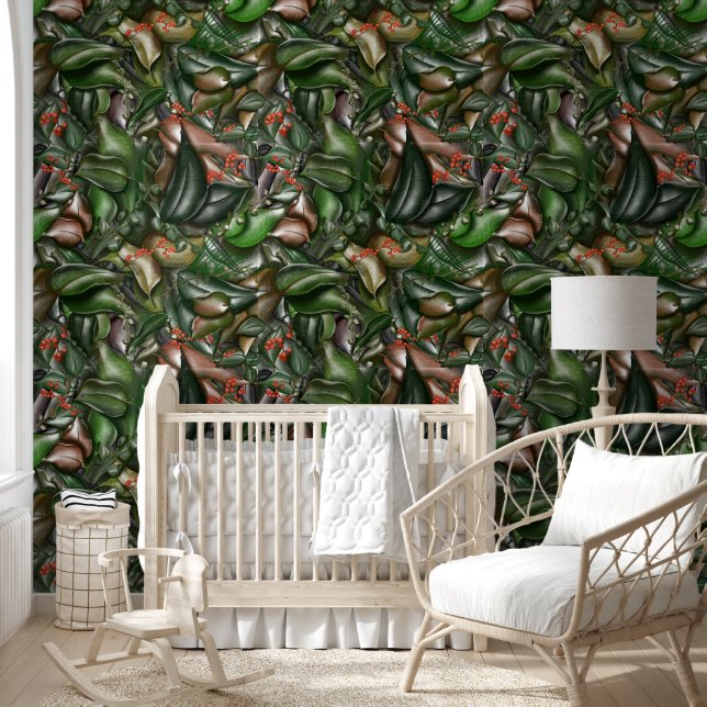 Waldland Forrest Greenerie und Blumenmuster Tapete (Kinder)