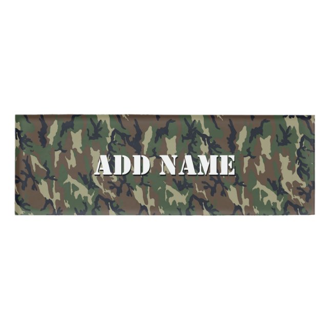 Waldland Green Camouflage Muster Namenschild (Vorderseite)