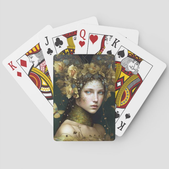 Waldland Grüne Märchen Fantasie Kunst Spielkarten (Rückseite)