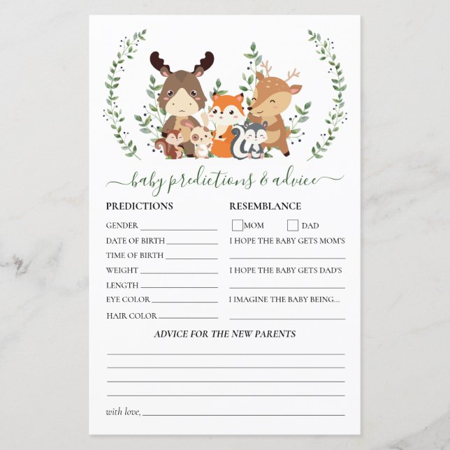 Waldland Grünpflanzen Tierbabys Vorhersagen & Rats (Vorderseite)