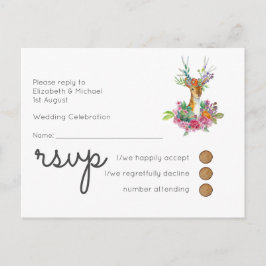 Waldland Hirsch Wedding RSVP Postcard Einladungspostkarte