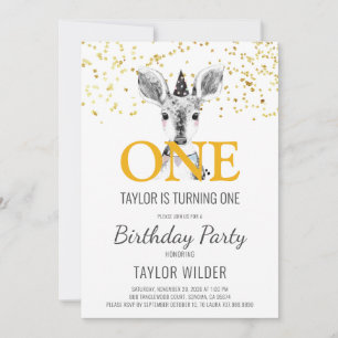 Waldland Hirsche Wasserfarbe 1. Geburtstag Einladu Einladung