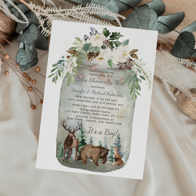 Waldland Mason Jar Kinderdusche per Post Einladung (Von Creator hochgeladen)