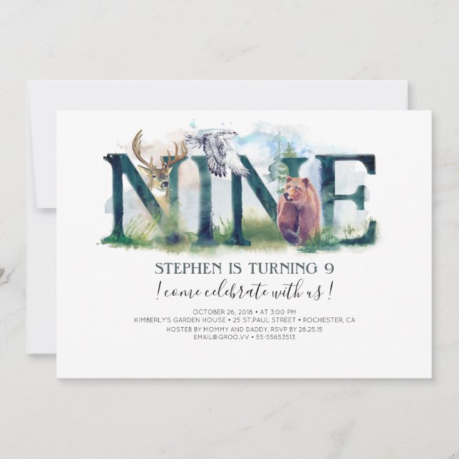 Waldland neun - 9. Geburtstag Einladung (Vorderseite)