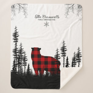 Waldland Pine Forest Bär Familie Weihnachtsname Sherpadecke