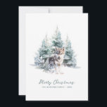 Waldland Pine Forest Wolf Frohe Weihnachten<br><div class="desc">Ein kleiner Wolf liegt in einem Kiefernwald im Winter. Frohe Weihnachten ist in einem einfachen Skript unten geschrieben,  mit einer zusätzlichen Zeile unten,  um die Maßnahme weiter anpassen. Der gesamte Text auf dieser Karte kann bearbeitet werden. Es gibt eine Weihnachtsbotschaft,  die Sie auf der Rückseite personalisieren können.</div>