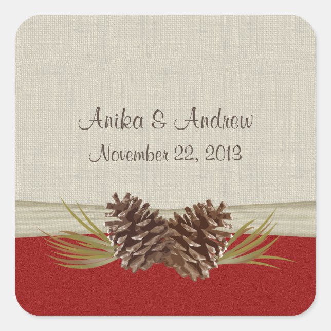 Waldland Pinecones Quadratischer Aufkleber (Vorderseite)