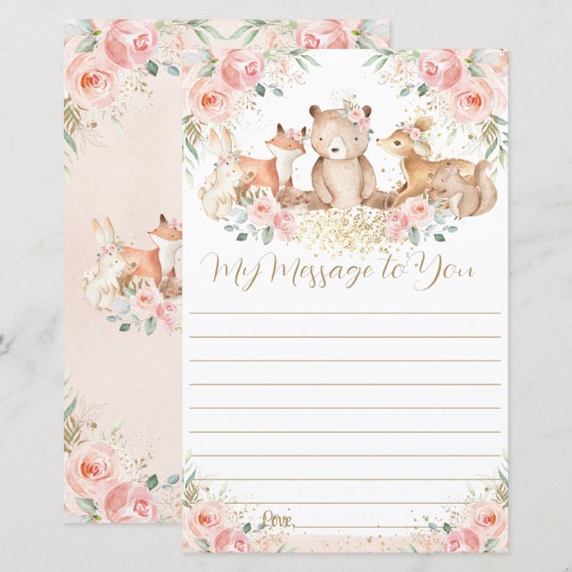 Waldland Pink Floral 1. Geburtstag Kapsel Meldung (Vorne/Hinten)