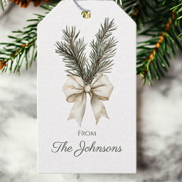 Waldland Rustikaler Kiefernzweig Personalisierte W Geschenkanhänger