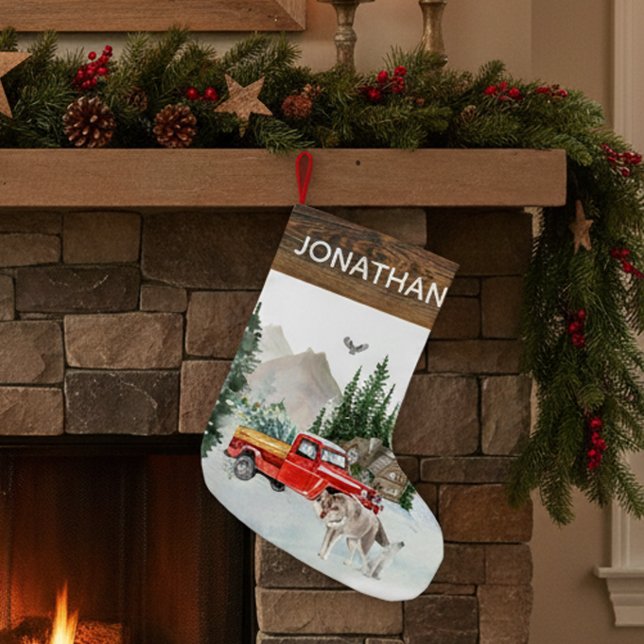 Waldland Rustikaler Wasserstraßenlastwagen HüttenW Kleiner Weihnachtsstrumpf (Von Creator hochgeladen)