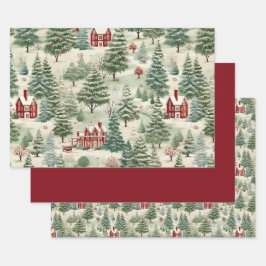 Waldland Rustikales Land Weihnachten Niedlich Vint Geschenkpapier Set