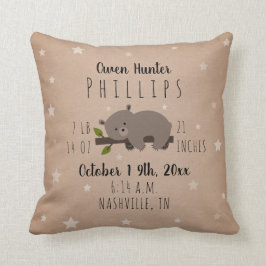 Waldland-Sterne-Bärenkuppe Birth Stats-Kinderzimme Kissen